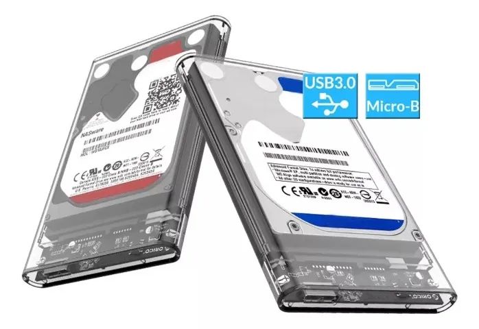 HD Externo Portátil USB 3.0 Case Transparente