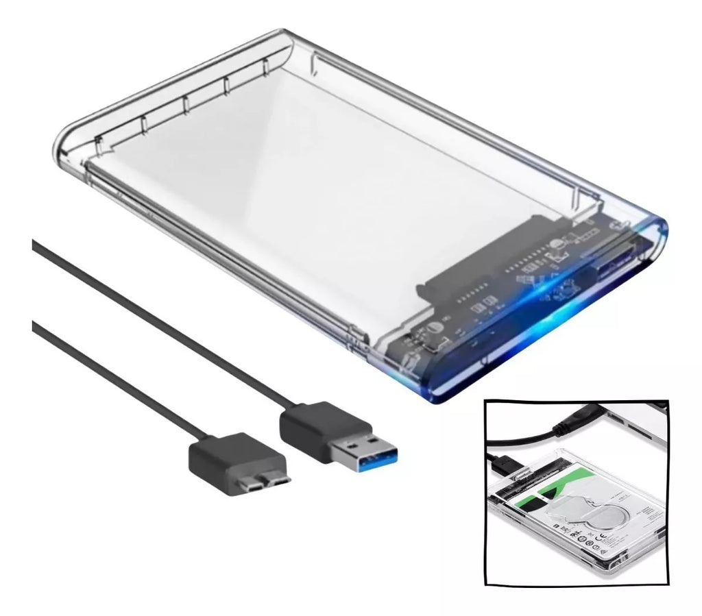 HD Externo Portátil USB 3.0 Case Transparente