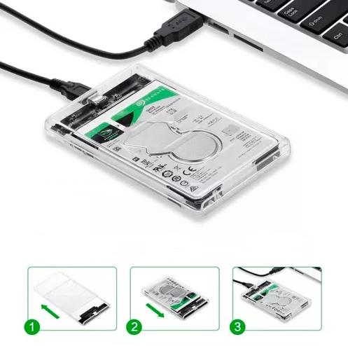 HD Externo Portátil USB 3.0 Case Transparente
