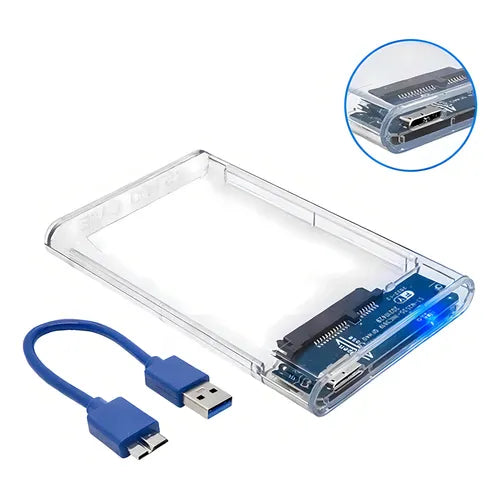 HD Externo Portátil USB 3.0 Case Transparente